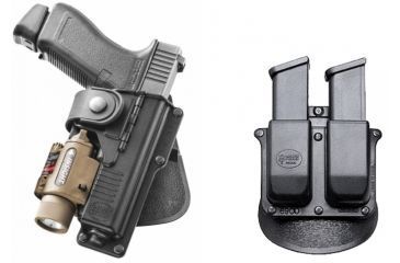 Image of Fobus Glock 17,22,31 w/Laser or Light, Hinged for Natural Draw Holster w/ Double Mag Pouch for Glock 9,40,HK 9,40 6900P