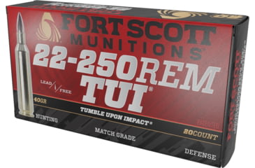 Image of Fort Scott Munitions 22-250 Remington 40 grain TUI Brass Cased Rifle Ammunition