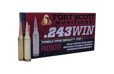 Image of Fort Scott Munitions 243 WINCHESTER 58 Grain Centerfire Rifle Ammo, 20 Rounds, 243-058-SCV