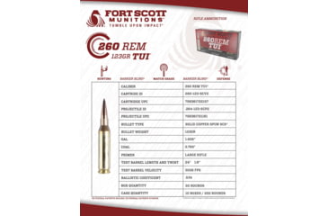 Image of Fort Scott Munitions .260 Rem 123 Grain CNC Machined Copper Brass Rifle Ammo, 20 Rounds, 260-123-SCV2