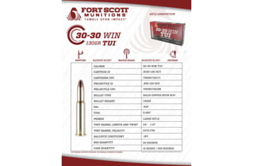 Image of Fort Scott Munitions 30-30 Win 130 Grain CNC Machined Copper Brass Rifle Ammo, 20 Rounds, 3030-130-SCV