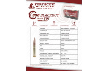 Image of Fort Scott Munitions 300AAC BLACKOUT 190 Grain Centerfire Rifle Ammo, 20 Rounds, 300-190-SCV1SS