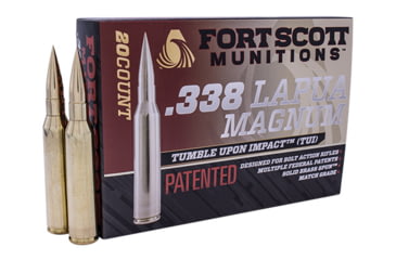Image of Fort Scott Munitions 338 Lapua Magnum 250 Grain Centerfire Rifle Ammo, 20 Rounds, 338-250-SBV1