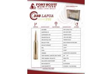 Image of Fort Scott Munitions 338 Lapua Magnum 250 Grain Centerfire Rifle Ammo, 20 Rounds, 338-250-SBV1