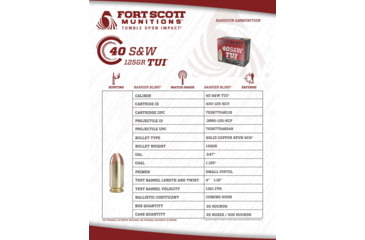 Image of Fort Scott Munitions 40 S&amp;W 125 Grain Centerfire Pistol Ammo, 20 Rounds, 400-125-SCV