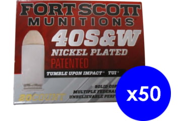 Image of Fort Scott Munitions .40 S&amp;W 125 Grain Nickel Plated Brass Cased Centerfire Pistol Ammo, 1000 Rounds