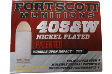 Image of Fort Scott Munitions .40 S&amp;W 125 Grain Nickel Plated Brass Cased Centerfire Pistol Ammo, 20 Rounds, 400-125-SCV-NICKEL