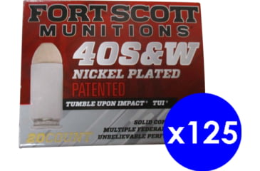 Image of Fort Scott Munitions .40 S&amp;W 125 Grain Nickel Plated Brass Cased Centerfire Pistol Ammo, 2500 Rounds
