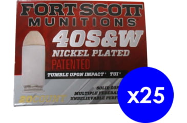 Image of Fort Scott Munitions .40 S&amp;W 125 Grain Nickel Plated Brass Cased Centerfire Pistol Ammo, 500 Rounds