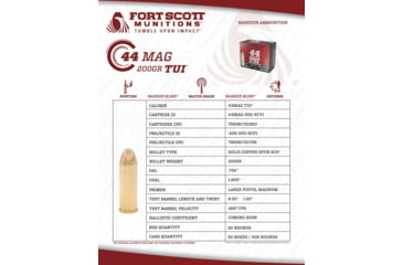 Image of Fort Scott Munitions 44 Magnum 200 Grain Centerfire Pistol Ammo, 20 Rounds, 44MAG-200-SCV1