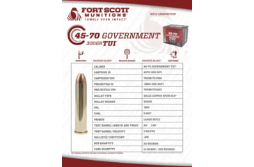 Image of Fort Scott Munitions 45-70 GOVERNMENT 300 Grain Centerfire Rifle Ammo, 20 Rounds, 4570-300-SCV1