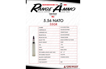 Image of Fort Scott Munitions 5.56 NATO 55 Grain FNRA Brass Rifle Ammunition, 500 Round, 556-055-SCVFNRA