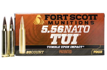 Image of Fort Scott Munitions .5.56 NATO 70 Grain CNC Machined Copper Brass Rifle Ammo, 20 Rounds, 556-070-SCV