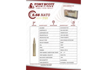 Image of Fort Scott Munitions 5.56 NATO Brass 62 Grain Centerfire Rifle Ammo, 20 Rounds, 556-062-SBV1