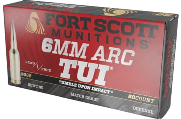 Image of Fort Scott Munitions 6mm ARC 90 Grain Tumble Upon Impact Brass Rifle Ammunition, 20 Round, 6ARC-090-SCV2