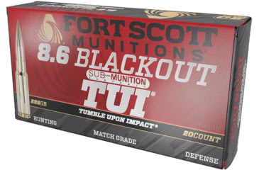 Image of Fort Scott Munitions 8.6 Blackout Subsonic 285 Grain CNC Machined Solid Copper Brass Cased Centerfire Rifle Ammo, 20 Rounds, 86BLKOUT-SCV2SS