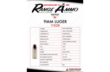 Image of Fort Scott Munitions 9mm 115 Grain FNRA Brass Pistol Ammunition, 500 Round, 9MM-115-SCVFNRA