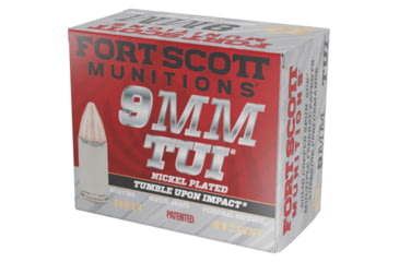 Image of Fort Scott Munitions 9mm 115 Grain Tumble Upon Impact Nickel Pistol Ammunition, 20 Round, 9MM-115-SCVNIC