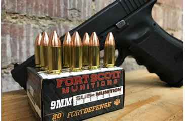 Image of Fort Scott Munitions 9MM Sub-Munition Subsonic 125 Grain Centerfire Pistol Ammo, 20 Rounds, 9MM-125-SCVSS