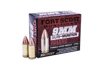 Image of Fort Scott Munitions 9MM Sub-Munition Subsonic 125 Grain Centerfire Pistol Ammo, 20 Rounds, 9MM-125-SCVSS