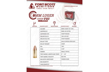 Image of Fort Scott Munitions 9MM Sub-Munition Subsonic 125 Grain Centerfire Pistol Ammo, 20 Rounds, 9MM-125-SCVSS