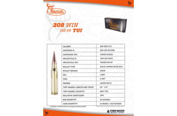 Image of Fort Scott Munitions Buck Commander .308 Winchester 165 Grain CNC Machined Copper Brass Cased Rifle Ammo, 20 Round, 308-165-SCV2BC