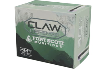 Image of Fort Scott Munitions Claw Defense 38SPL +P 135 grain Flat Nose Brass Cased Pistol Ammunition, 20 Rounds, 38+P-135-SCVFNCD