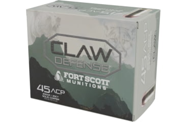 Image of Fort Scott Munitions Claw Defense 45 ACP 200 grain Flat Nose Brass Cased Pistol Ammunition, 20 Rounds, 450-200-SCVFNCD