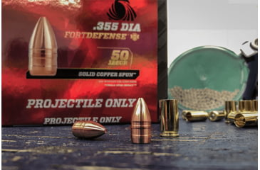 Image of Fort Scott Munitions Projectile Pistol Bullets, .355 Caliber, 125 gr, CNC Machined Copper, 50 Bullets, .355-115-SCP