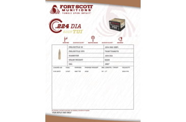 Image of Fort Scott Munitions Projectile Rifle Bullets, .224 Caliber, 62 gr, CNC Machined Brass, 50 Bullets, .224-062-SBP1