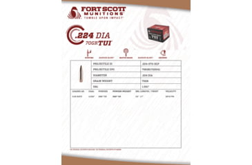 Image of Fort Scott Munitions Projectile Rifle Bullets, .225 Caliber, 70 gr, CNC Machined Copper, 50 Bullets, .224-070-SCP2