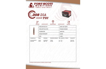 Image of Fort Scott Munitions Smooth Cannelure Projectile Rifle Bullets, .308 Caliber, 150 gr, CNC Machined Copper, 50 Bullets, .308-150-SCP2