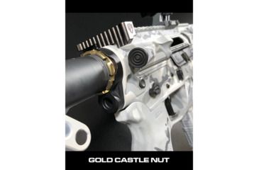 Image of Fortis Manufacturing LE Lightweight Enhanced Castle Nut/End Plate System, Tapered, K1 Lockdown, Black/Gold LE-BLK-K1-GOLD