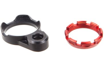 Image of Fortis Manufacturing Lightweight Enhanced AR15 End Plate w/K1 System Tapered Castle Nut, Red, small, LE-BLK-K1-RED