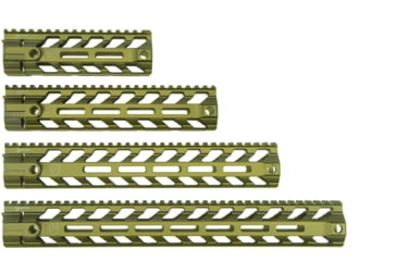 Image of Fortis Manufacturing REV II Free Float Rail System, M-LOK, AR-15, 12.4in, Odg Anodize, REV-II-12-ML-ODG