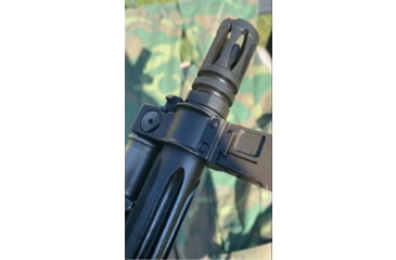 Image of Forward Controls Design Stoner 63 LMG Style Flash Hider w/Crush Washer, 1/2x28, Nitride, Black, 6315