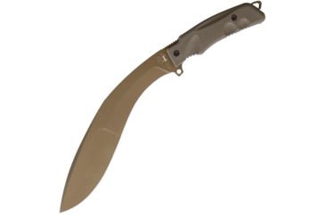 Image of Fox Exteme Tactical Kukri Bronze Fixed Blade Knife, 9.5in, Standard Edge, Tan Rubber Handle FOX9CM04BT