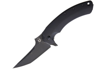 Image of Fox Geco Framelock Black G10 Folding Knife, 3.25 black stonewash finish Bohler N690 stainless, Black G10 handle with bronze titanium back handle, FX-537BR