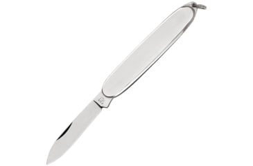 Image of Fox Gentlemans Folder Folding Knife, 2.63in Satin 440C SS Drop Point, Brushed SS Handle, Keyring, 01FX077