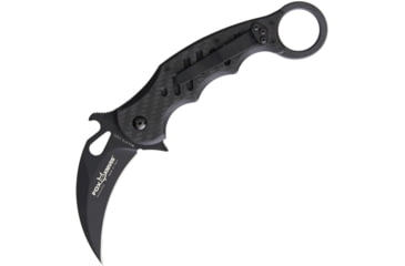 Image of Fox Karambit Linerlock CF/G10 Folding Knife, 3in Black Bohler N690 SS Karambit Blade, Finger Grooved Handle, Finger Ring, Pocket Clip, Thumb Pull, Black G10 And Carbon Fiber Handle, 479-CG10