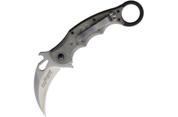 Image of Fox Karambit Linerlock Folding Knife, 3in stonewash finish Bohler N690 stainless karambit blade, Green, Green linen micarta handle, 479MISW