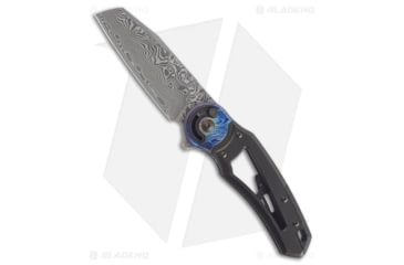 Image of Fox Knives Americas Metamorphosis Folding Knife, 3.15in, Damascus, Wharncliffe Blade, Carbon Fiber, Titanium, Black/Blue Handle, Black/Blue/Black, 7.87 inch, BHQ-195002