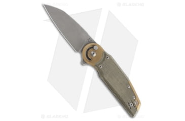 Image of Fox Knives Americas Metamorphosis Folding Knife, 3.15in, Bohler M390 Stainless Steel, Sheepsfoot Blade, Micarta, OD Green Handle, OD Green/Gray, 7.87 inch, BHQ-195005