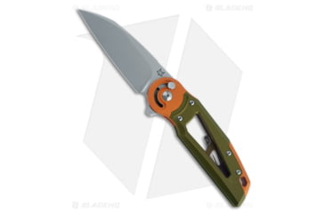 Image of Fox Knives Americas Metamorphosis Folding Knife, 3.15in, Bohler M390 Stainless Steel, Sheepsfoot Blade, Aluminum, OD Green/Orange Handle, OD Green/Orange/Gray, 7.87 inch, BHQ-195006