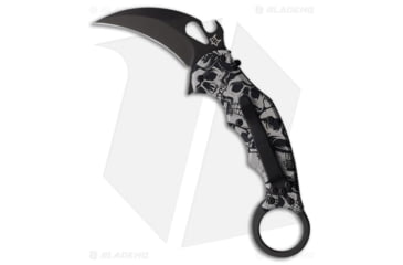 Image of Fox Knives Americas The End Karambit Folding Knife, 2.56in, Bohler N690 Stainless Steel, Hawkbill Blade, Aluminum, Black/White Handle, Black/White/Black, 6.89 inch, BHQ-211790