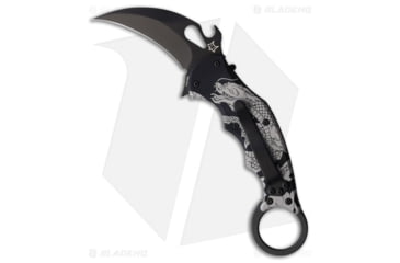 Image of Fox Knives Americas The Spirit Karambit Folding Knife, 2.56in, Bohler N690 Stainless Steel, Hawkbill Blade, Aluminum, Black/White Handle, Black/White/Black, 6.89 inch, BHQ-211788
