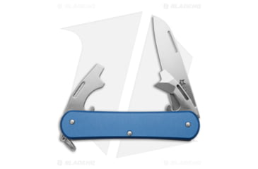 Image of Fox Knives Americas Vulpis 3-in-1 Slipjoint Folding Knife, 2.20in, Bohler N690, Sheepsfoot Blade, Aluminum, Blue Handle, Blue/Steel, 5.125 inch, BHQ-179934
