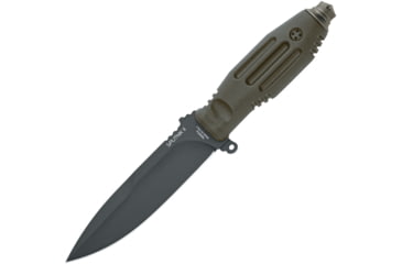 Image of Fox Mars Sputnik 11 Fixed Blade Knife, 5.5 black coated Bohler N690 stainless blade, OD green Forprene handle, 02FX072