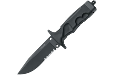 Image of Fox Miles Combat Trooper Knife, 5.25 black PTFE coated partially serrated Bohler , Black Forprene handle, 02FX146