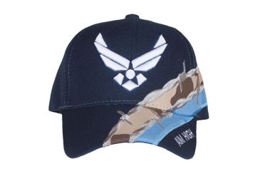 Image of Fox Outdoor Embroidered Military Ball Cap, Air Force Wings Barbwire / Navy, 78-546